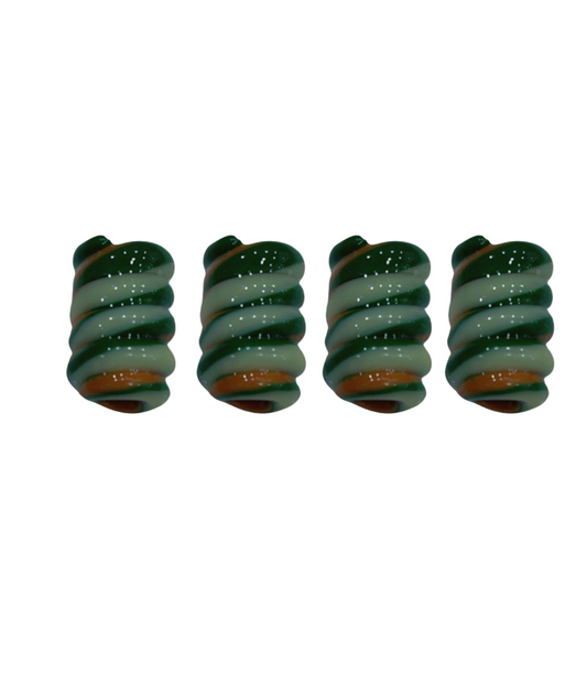 Gold ,green & white Banga bead set of 4  (0.6cm)Small - Jus Locs Organics 
