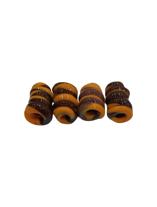 Brown & Orange Banga beads set of 4 (0.8cm) - Jus Locs Organics 