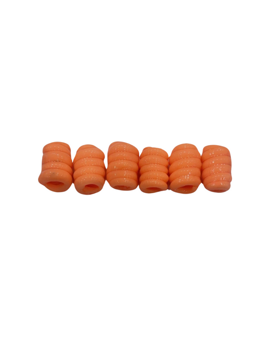 Just orange Banga beads set of 6 (0.6cm) small - Jus Locs Organics 
