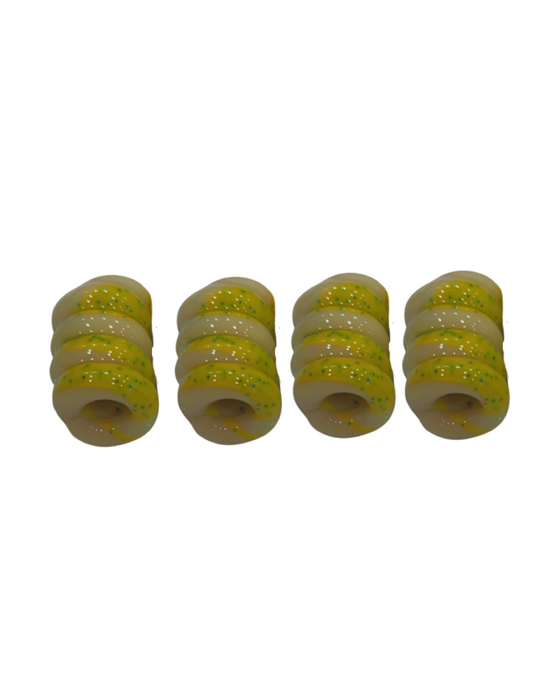 Yellow & white Banga beads set of 4 (0.6cm) Small - Jus Locs Organics 