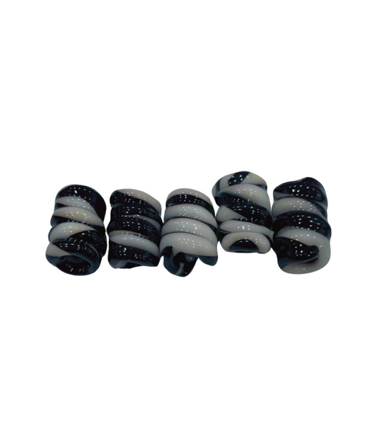 Black and white Banga beads set of 4 - Jus Locs Organics 