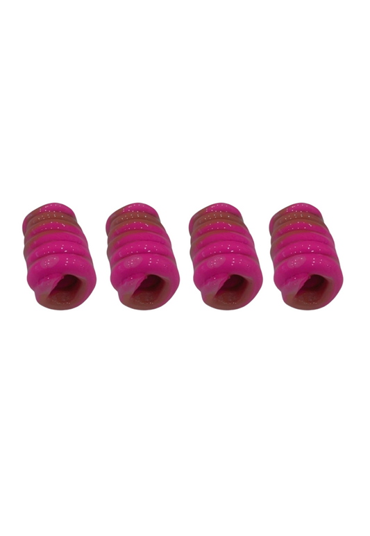 Pink and brown Banga Beads set of 4 medium - Jus Locs Organics 