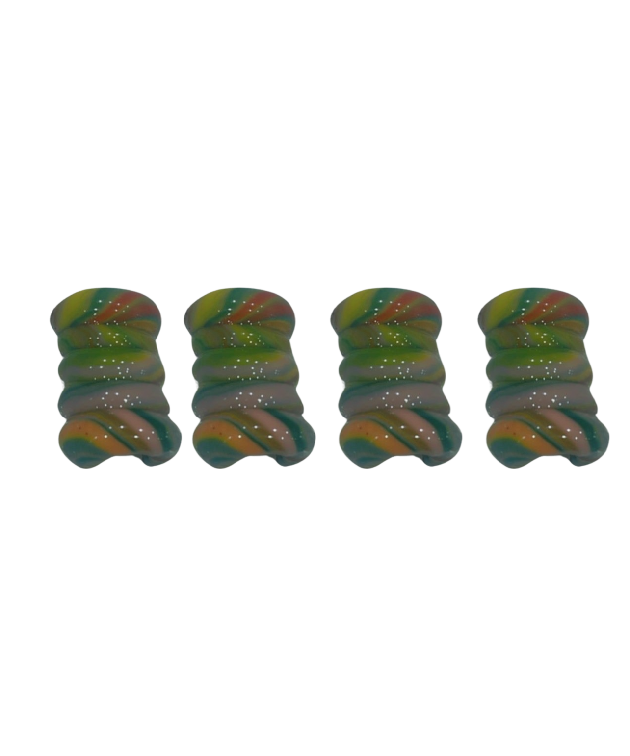 Green,orange,pink and red multicolor Banga bead set of 4 ( 0.6cm) Small - Jus Locs Organics