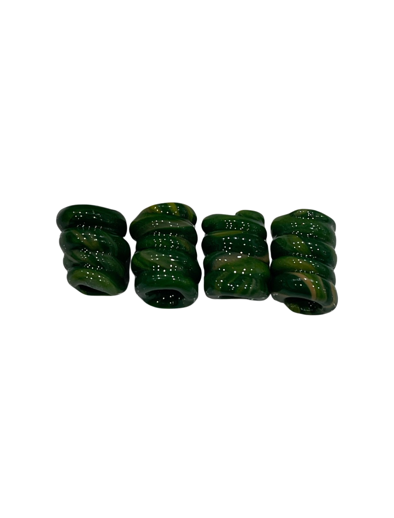 Multicolor Green Banga beads set of 4 (0.6cm) small - Jus Locs Organics 